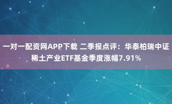 一对一配资网APP下载 二季报点评:华泰柏瑞中证稀土产业ETF基金季度涨幅7.91%