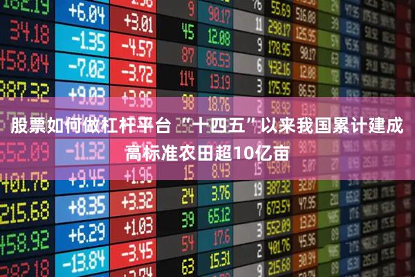 股票如何做杠杆平台 “十四五”以来我国累计建成高标准农田超10亿亩